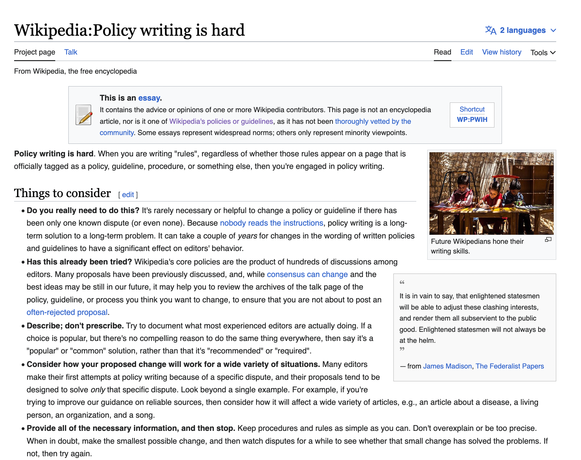 Wikipedia writing guidance Polywork